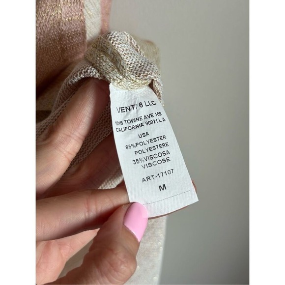 VENTI6 Shimmer Star Tank Top – Pink & Cream – Size Medium – Italy - Picture 6 of 11